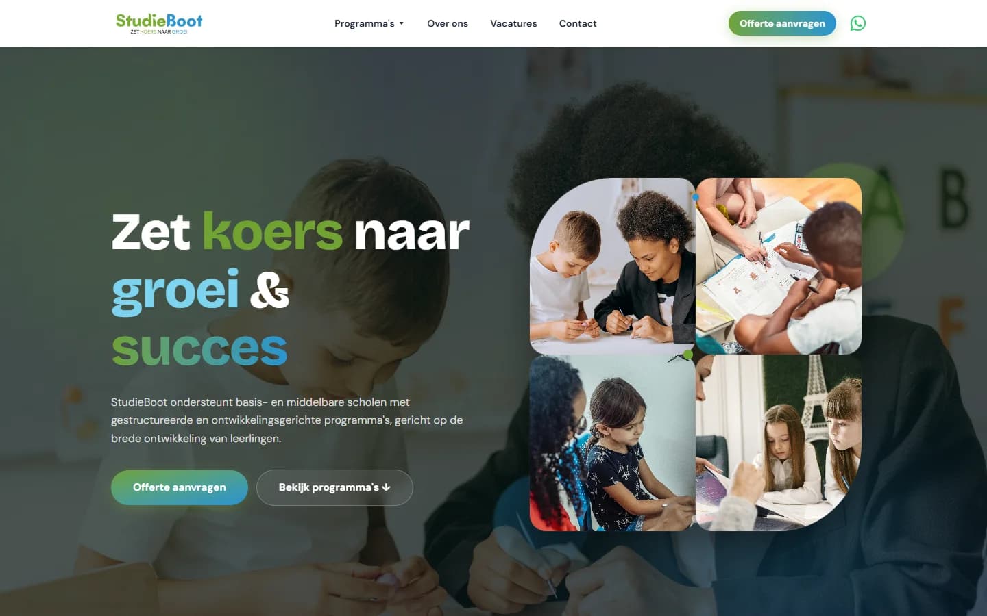 Homepage of StudieBoot, a website we designed, built and host